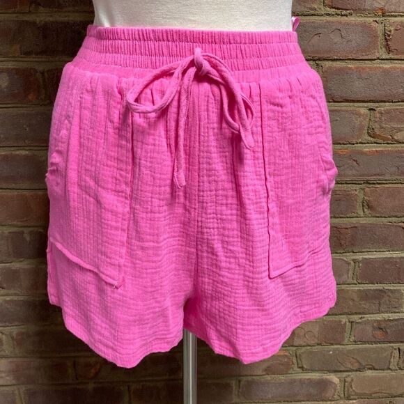 She + Sky Pink Gauze Button Down & Short Set Size Small NEW - Picture 6 of 11